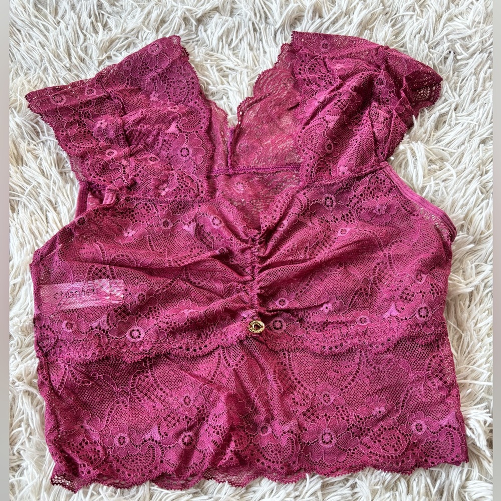 Elegant Lace Crop Top in Deep Pink Never used